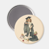 Aimant Graduation vintage, Fille portant un Casquette et  (Recto/Verso)