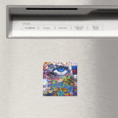 Aimant Graffiti bleu oeil diabolique (In Situ (Lave-vaisselle))