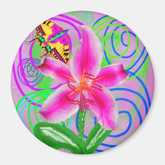 Aimant Graffiti Lily par la Fleur de puissance (Devant)
