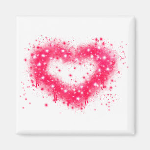Aimant Graffiti peinture rose brillant design coeur