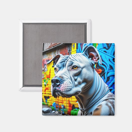 Aimant Graffiti Street Art Pitbull (Recto/Verso)