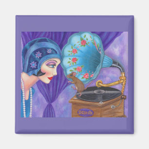 Aimant Gramophone Flapper Girl Roaring Twenties Souris