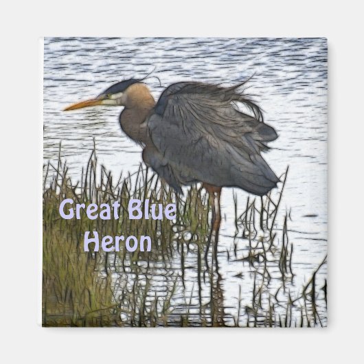 Aimant GRAND BLEUE HERON Cadeaux magnétiques (Devant)