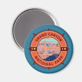 Aimant Grand Canyon Parc national Emblem Retro Compass (Recto/Verso)