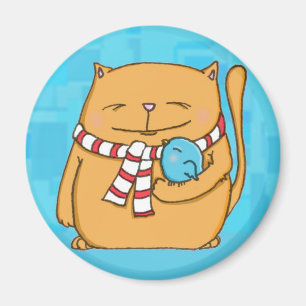 Aimant grand chat de coeurs chauds frais de jour et petit