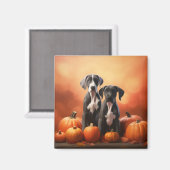 Aimant Grand Chiot Danse Automne Délice Citrouille (Recto/Verso)