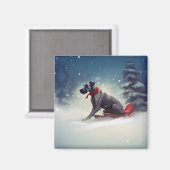 Aimant Grand Dane Noël hiver neige (Recto/Verso)