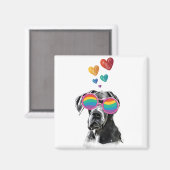 Aimant Grand Danois avec coeurs Saint-Valentin (Recto/Verso)