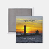 Aimant Grand Haven South Pierhead Lumières coucher de sol (Recto/Verso)