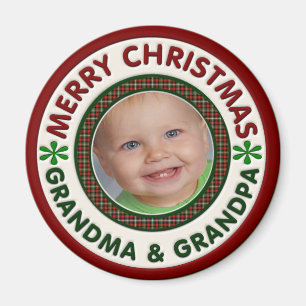 Aimant Grand-maman de Joyeux Noël et photo de grand-papa