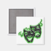 Aimant Grand masque vert néon Carré magnétique (Recto/Verso)