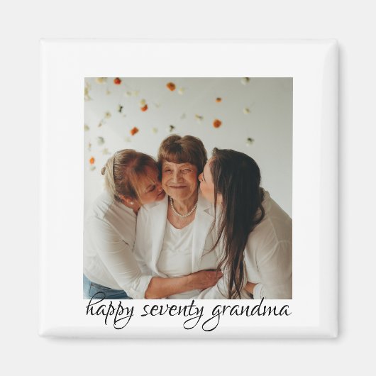 Aimant Grand-mère d'anniversaire heureuse de trois généra (Devant)