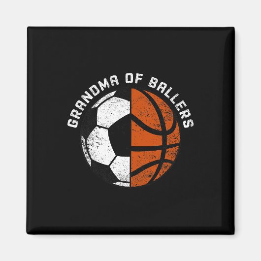 Aimant Grand-Mère De Ballers Fun Soccer Basketball Grandm (Devant)