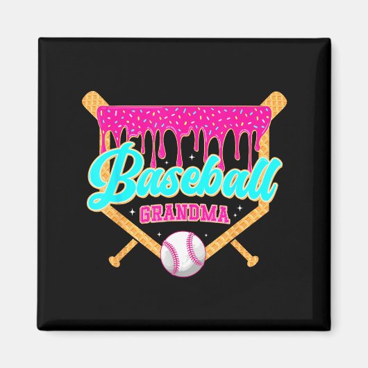 Aimant Grand-mère de baseball Crème glacée Goutte Joueuse (Devant)