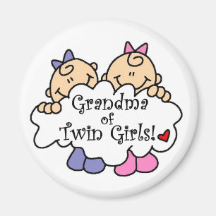 Aimant Grand-mère de Twin Girls Tshirts et cadeaux
