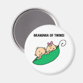 Aimant Grand-mère de Twins Peas dans un Pod Tshirts et ca (Recto/Verso)