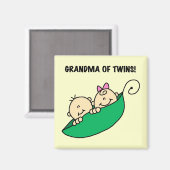 Aimant Grand-mère de Twins Peas dans un Pod Tshirts et ca (Recto/Verso)