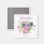 Aimant Grand-mère PERSONNALISABLE Date - Première Grand-m (Recto/Verso)