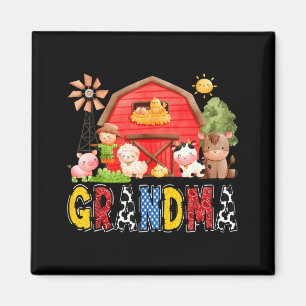 Aimant Grand-mère Rouge Ferme Vache Anniversaire Garçon F