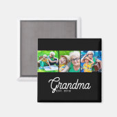 Aimant Grand-mère Script Black 3 Photo (Recto/Verso)