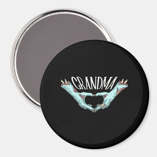 Aimant Grand-mère Zombie Coeur main Halloween Costume fam (Recto/Verso)