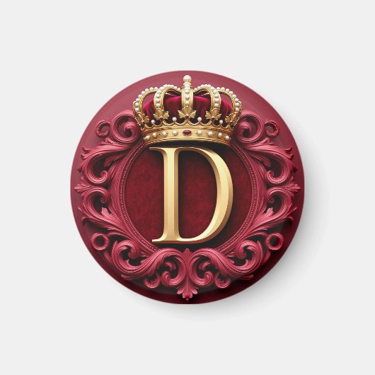 Aimant Grand Monogramme D sur Velours Rouge (Devant)