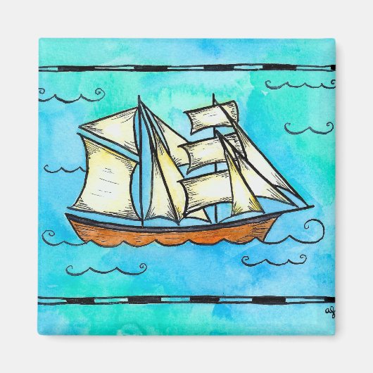 Aimant grand navire - Brigantine Pirate navire (Devant)