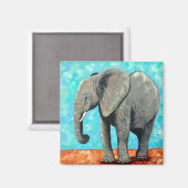 Aimant Grand Peinture d'Éléphant Bébé (Recto/Verso)