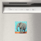 Aimant Grand Peinture d'Éléphant Bébé (In Situ (Lave-vaisselle))