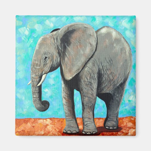 Aimant Grand Peinture d'Éléphant Bébé (Devant)