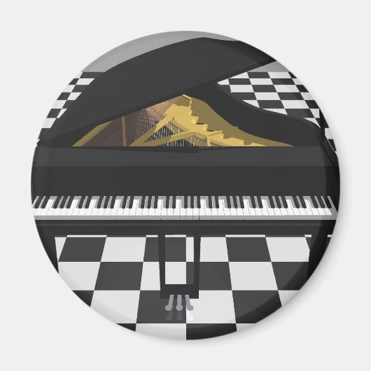 Aimant Grand Piano & Carrelage : 3D Modèle : (Devant)