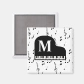 Aimant Grand Piano Music Note Monogramme Pianiste (Recto/Verso)