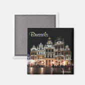 Aimant Grand-Place à Bruxelles, Belgique la nuit (Recto/Verso)