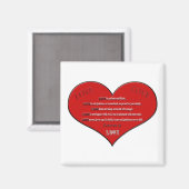 Aimant Grand Poème d'amour du coeur rouge (Recto/Verso)