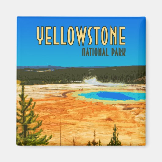 Aimant Grand Prismatic Yellowstone National Park Vintage (Devant)