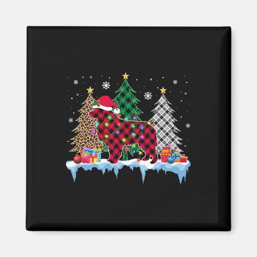 Aimant Grand Pyrénées Chien arbre lumières Noël amusants  (Devant)