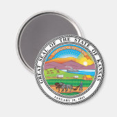 Aimant Grand sceau de l'état du Kansas (Recto/Verso)