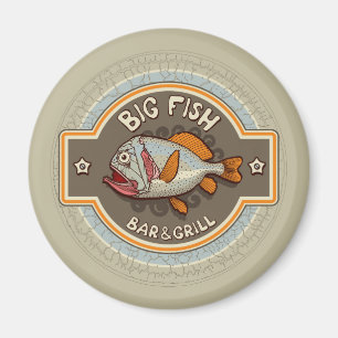 Aimant Grande affiche de bar et grill de poissons