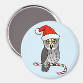 Aimant Grande chouette grise Père Noël (Recto/Verso)