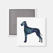 Aimant Grande Danse Chien noir Aquarelle Silhouette (Recto/Verso)