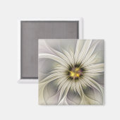 Aimant Grande Fleur d'ivoire, Abstrait Art Fractal Modern (Recto/Verso)