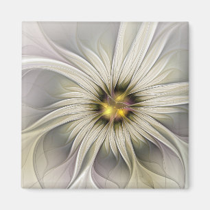 Aimant Grande fleur d'ivoire, art fractal moderne abstrai
