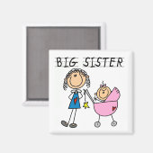 Aimant Grande Soeur Avec T-shirts et cadeaux Petite Soeur (Recto/Verso)