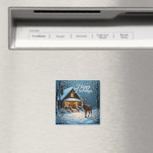 Aimant Grande visite de Noël enneigée avec message perso (In Situ (Lave-vaisselle))