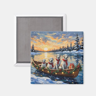 Aimant Grandes Pyrénées Bateau de Noël pour les Fêtes
