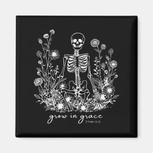 Aimant Grandir dans la grâce Fleur Skelette Religieux Chr