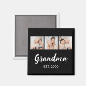 Aimant Grandma Established Modern Script 3 Photo Black (Recto/Verso)
