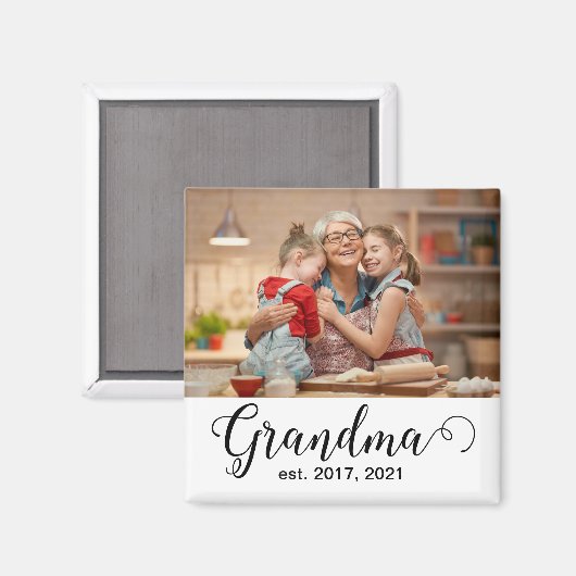 Aimant Grandma Established Script Gift Photo (Recto/Verso)