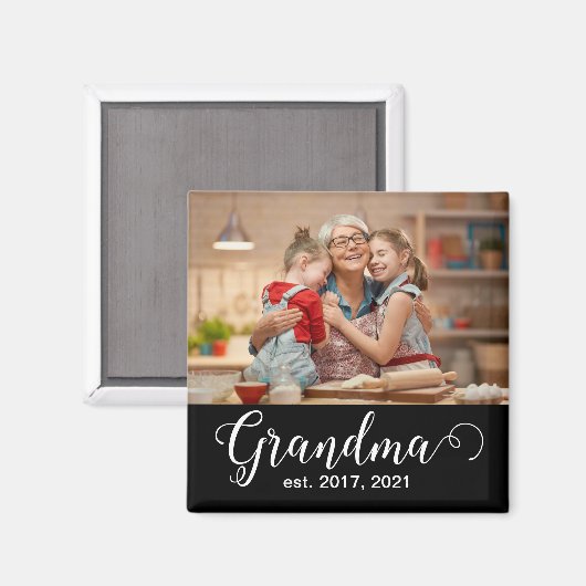 Aimant Grandma Established Script Gift Photo (Recto/Verso)