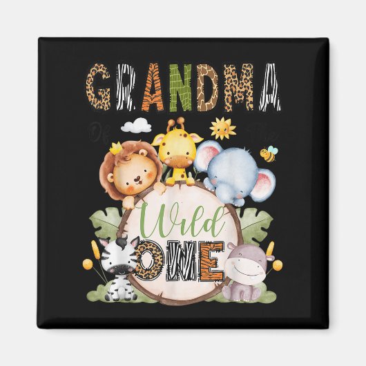 Aimant Grandma Of The Wild One 1st Birthday Boy Jungle Sa (Devant)